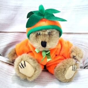 Wishpets Halloween Lil' Pumpkin Teddy Bear Plush 6 Inch 1999 Vintage Carrot